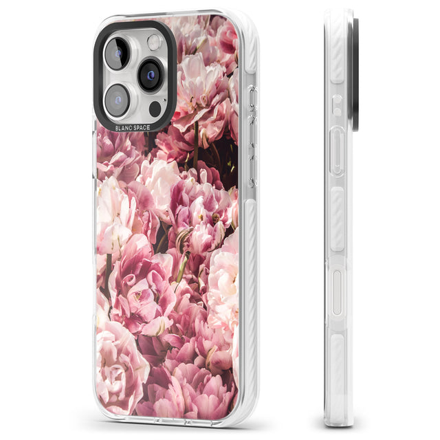 iPhone 16 Pro Max Pink Peonies Black Impact Phone Case