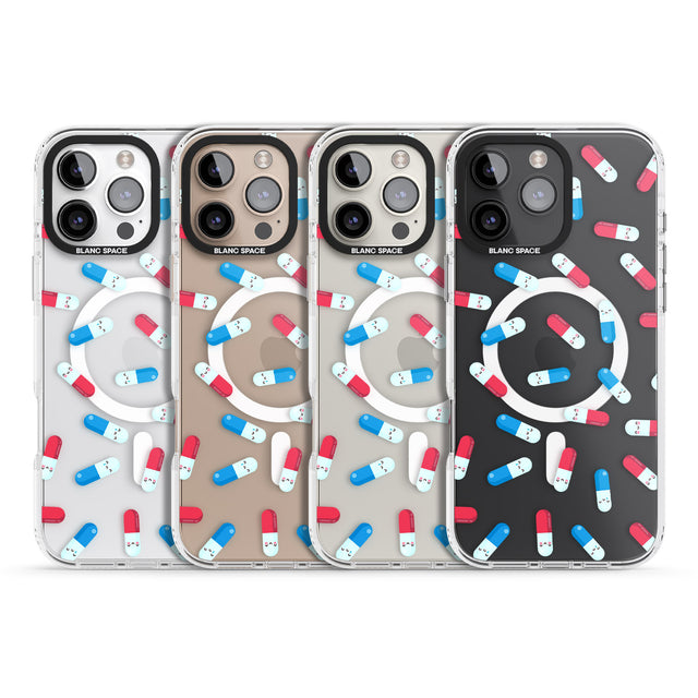 iPhone 16 Pro Max Kawaii Pill Pattern Black Impact Phone Case