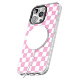 iPhone 16 Pro Max Pink Checkered Black Impact Phone Case