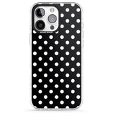 iPhone 16 Pro Max Designer Chic Black Polka Dot Black Impact Phone Case