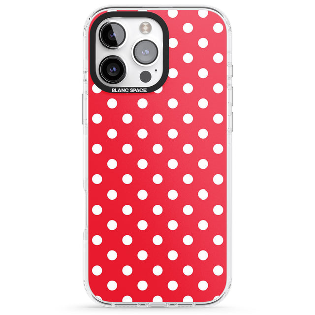 iPhone 16 Pro Max Designer Lava Red Polka Dot Black Impact Phone Case