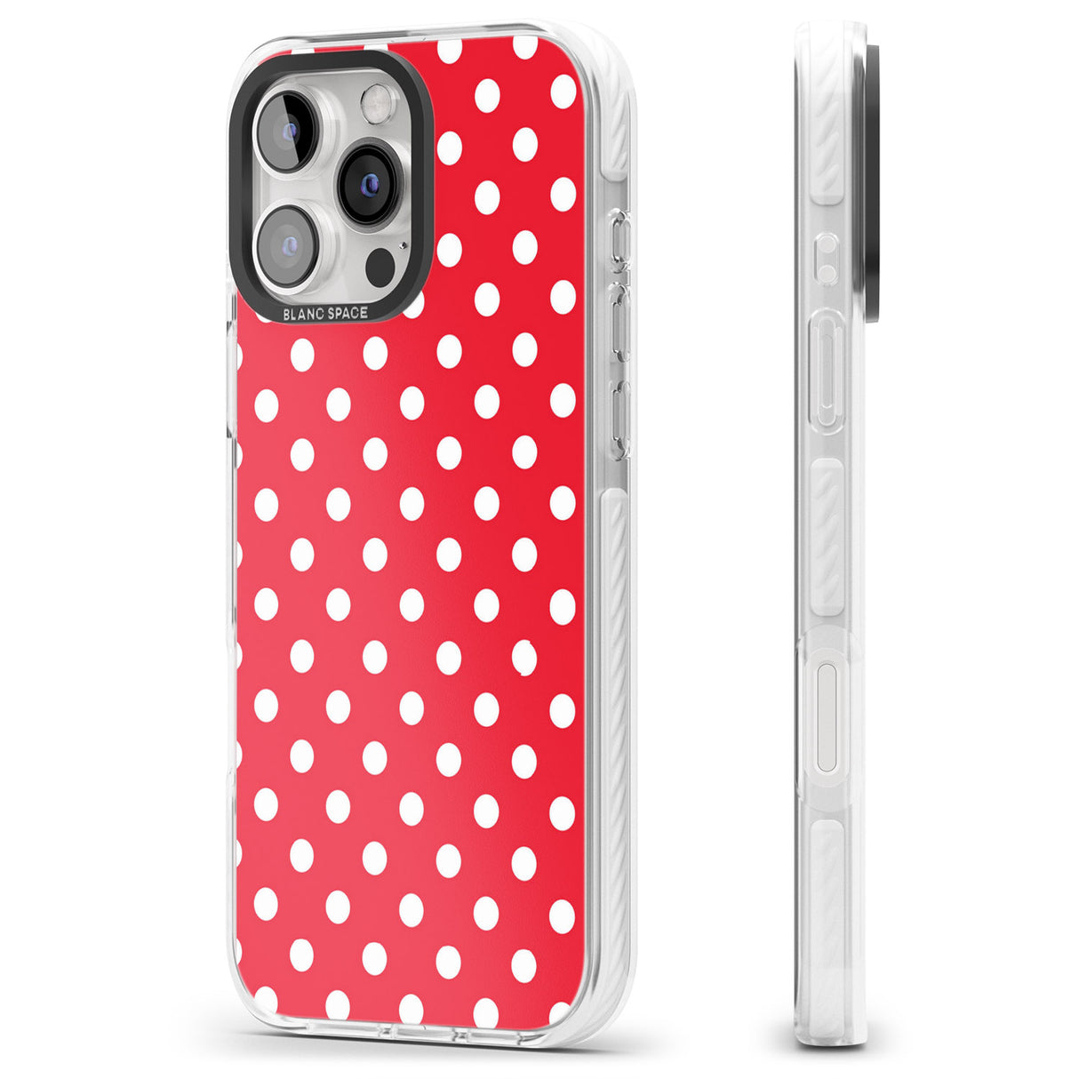 iPhone 16 Pro Max Designer Lava Red Polka Dot Black Impact Phone Case