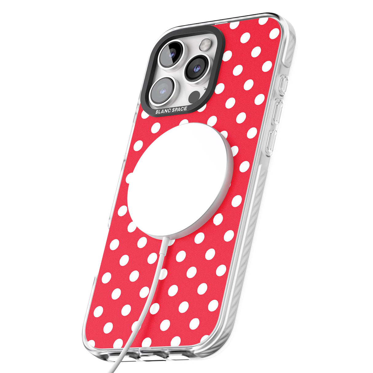 iPhone 16 Pro Max Designer Lava Red Polka Dot Black Impact Phone Case