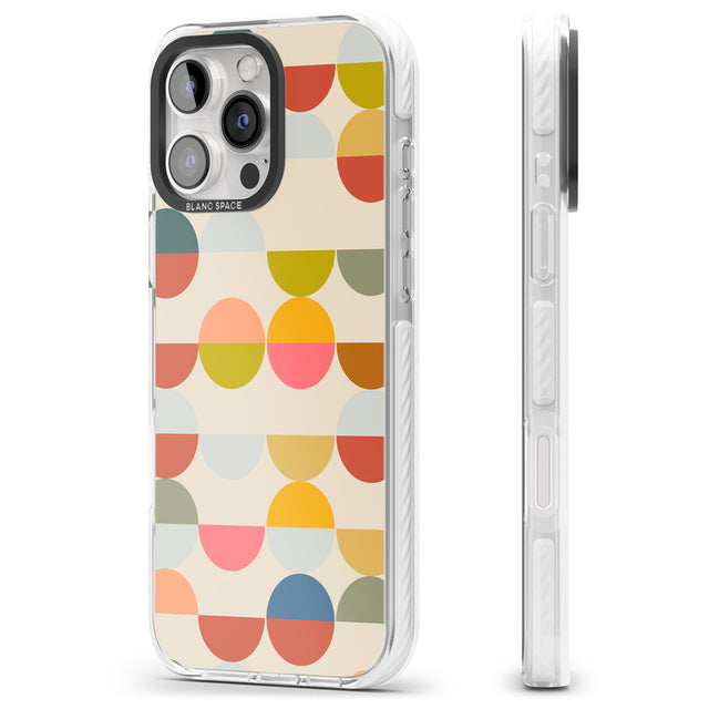 iPhone 16 Pro Max Abstract Retro Shapes: Colourful Circles Black Impact Phone Case