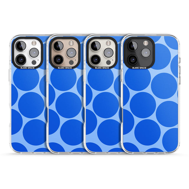 iPhone 16 Pro Max Abstract Retro Shapes: Blue Dots Black Impact Phone Case