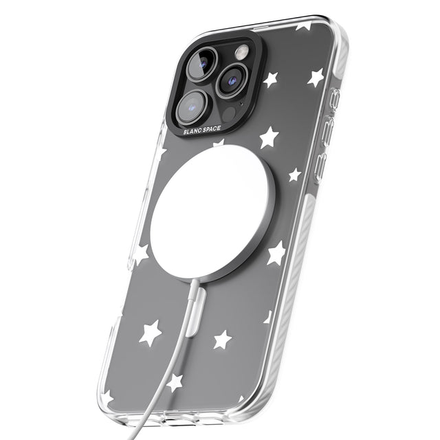 iPhone 16 Pro Max White Stars Pattern Black Impact Phone Case