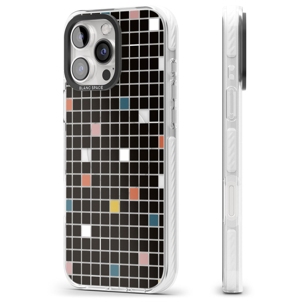 iPhone 16 Pro Max Earthtone Black Geometric Grid Black Impact Phone Case