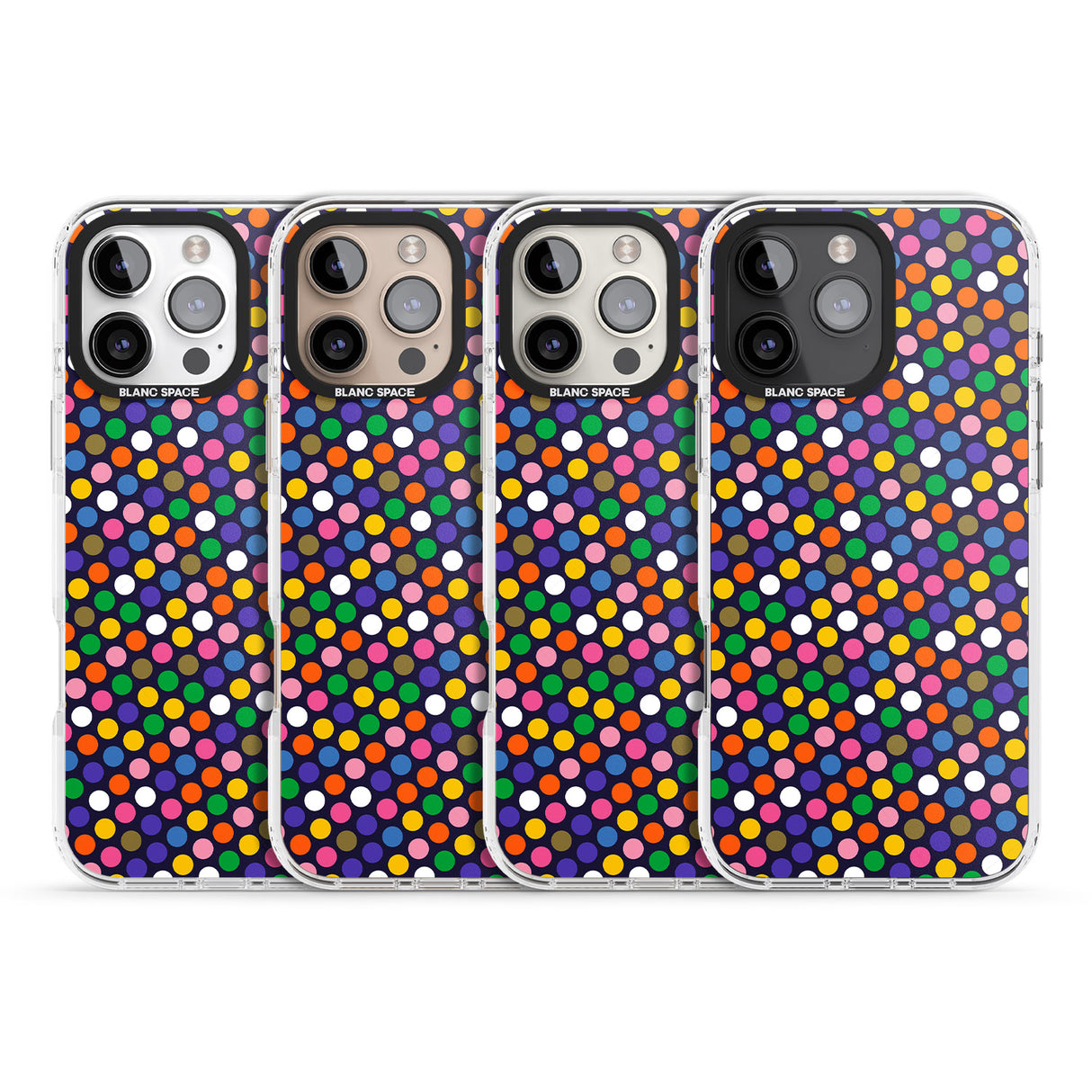 iPhone 16 Pro Max Multicolour Polka-dot Fiesta (Purple) Black Impact Phone Case