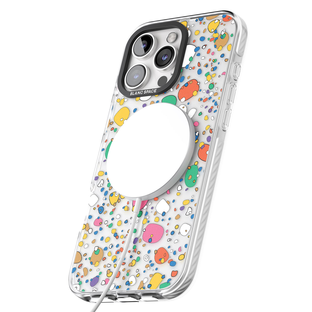 iPhone 16 Pro Max Colourful Confetti Pebbles Black Impact Phone Case