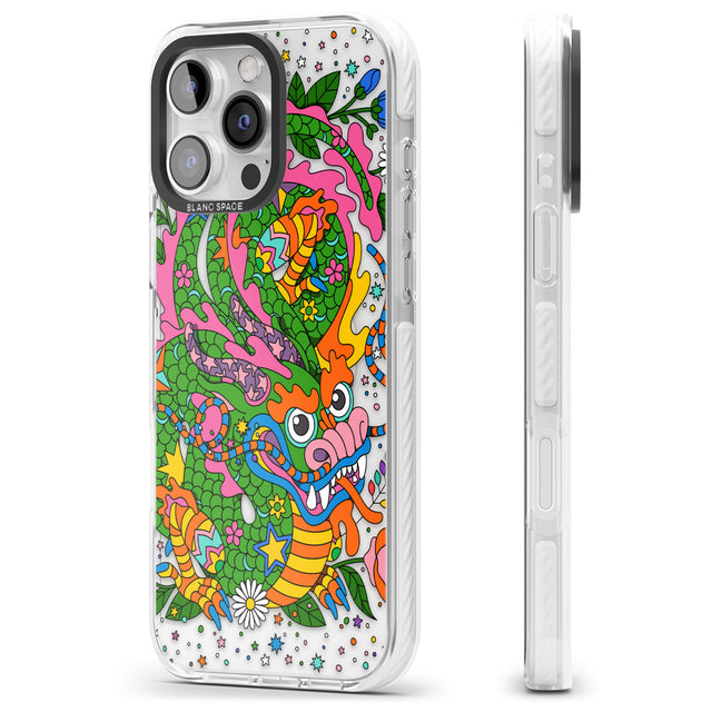 iPhone 16 Pro Max Psychedelic Jungle Dragon Black Impact Phone Case