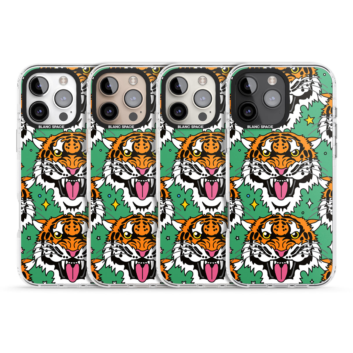 iPhone 16 Pro Max Fierce Jungle Tigers (Green) Black Impact Phone Case