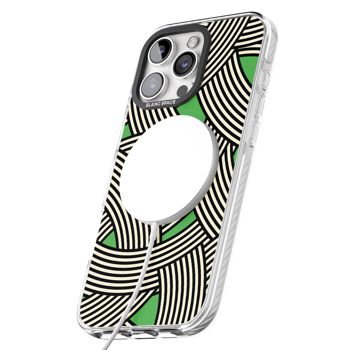 iPhone 16 Pro Max Green Optic Waves Black Impact Phone Case