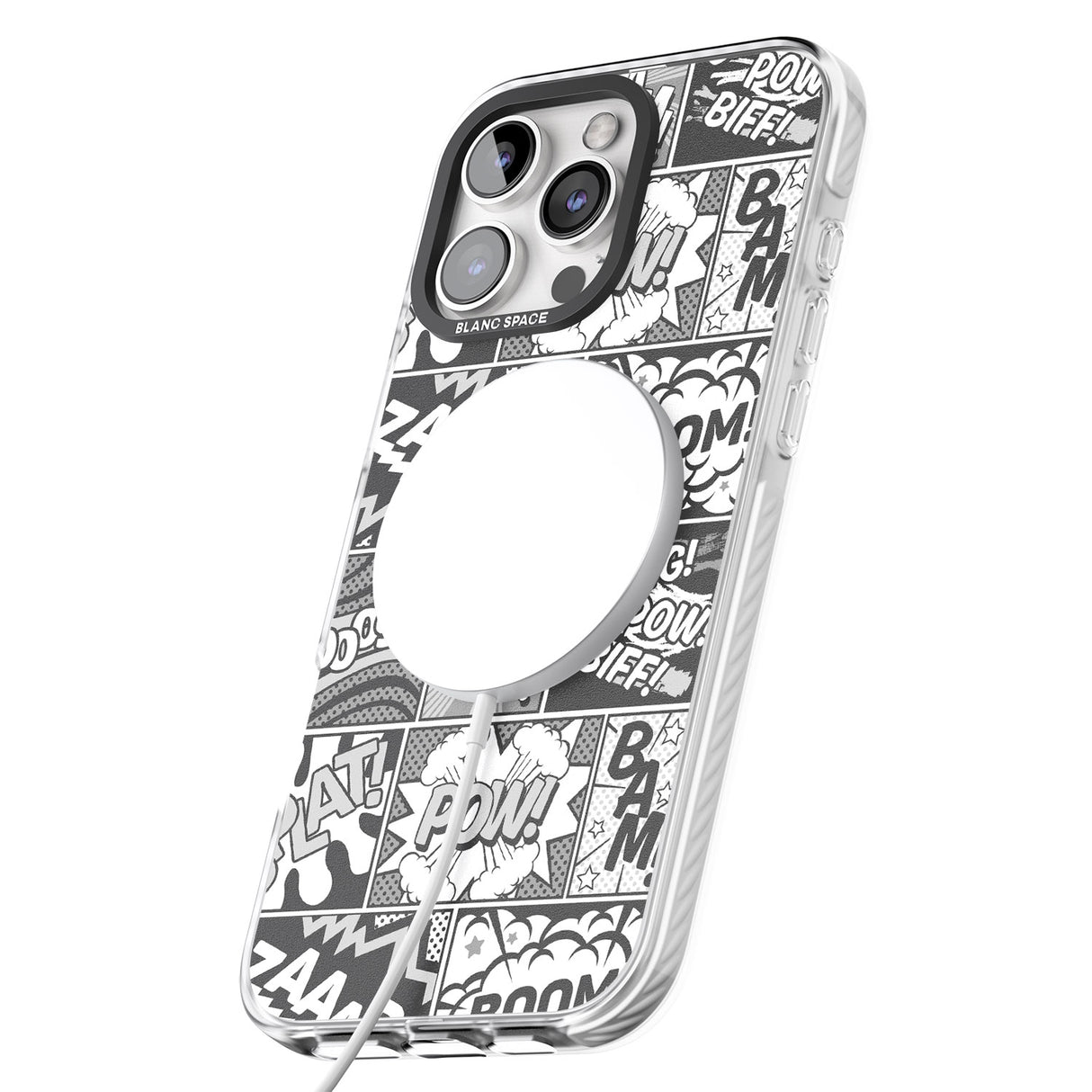 iPhone 16 Pro Max Onomatopoeia (Black & White) Black Impact Phone Case