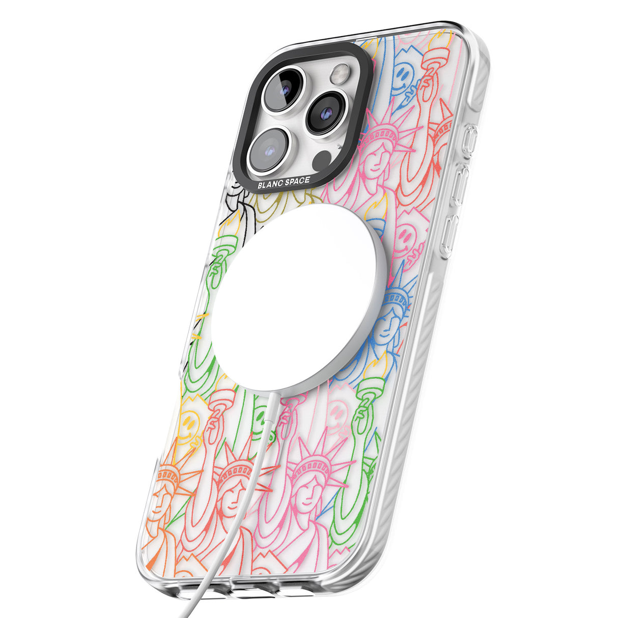 iPhone 16 Pro Max Multicolour Liberty Line Pattern Black Impact Phone Case