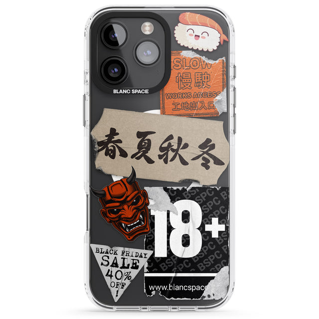 iPhone 16 Pro Max Asian Sticker Mix Black Impact Phone Case