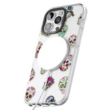 iPhone 16 Pro Max Mixed Sugar Skull Pattern Black Impact Phone Case