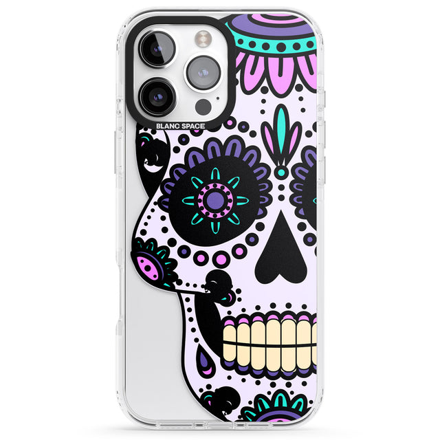 iPhone 16 Pro Max Violet Sugar Skull Black Impact Phone Case