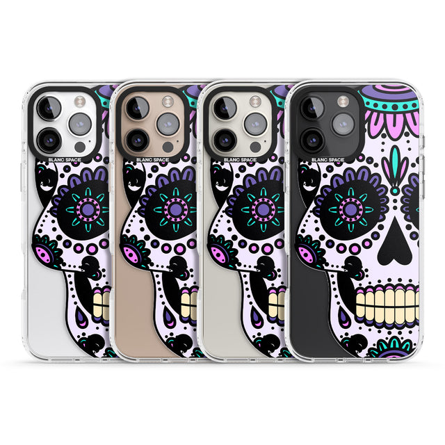 iPhone 16 Pro Max Violet Sugar Skull Black Impact Phone Case