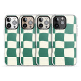 iPhone 16 Pro Max Green & Cream Wavy Check Black Impact Phone Case + Magsafe