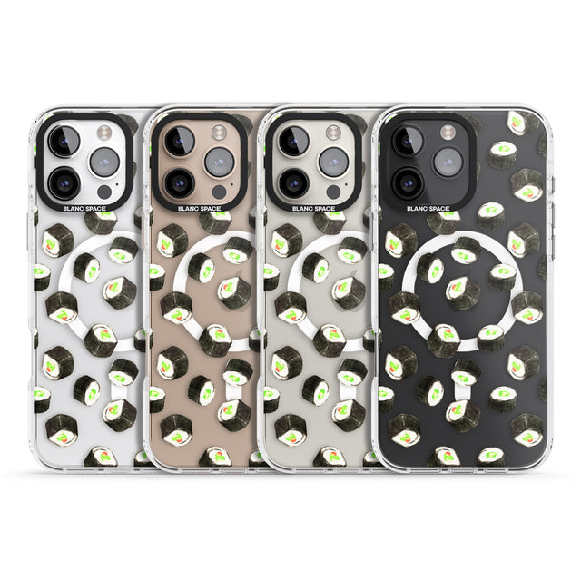 iPhone 16 Pro Max Maki Rolls Sushi Pattern Black Impact Phone Case