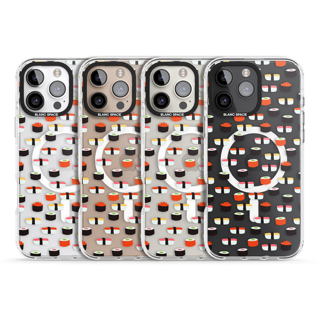 iPhone 16 Pro Max Minimalist Sushi Pattern Black Impact Phone Case