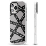 iPhone 16 Pro Max Caution Tape Phrases Cute But Psycho Black Impact Phone Case