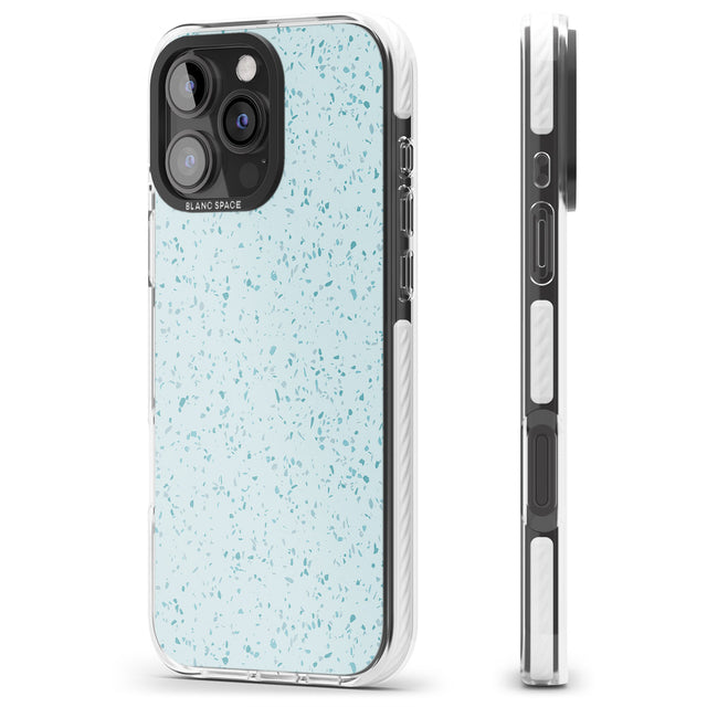 iPhone 16 Pro Max Light Blue Terrazzo Pattern Black Impact Phone Case