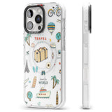 iPhone 16 Pro Max Cute Travel Pattern Transparent Black Impact Phone Case