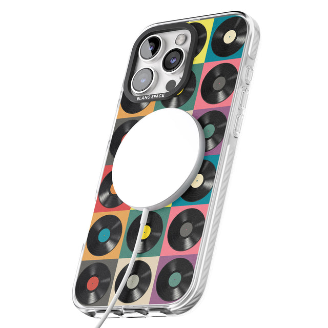 iPhone 16 Pro Max Vinyl Record Pattern Black Impact Phone Case