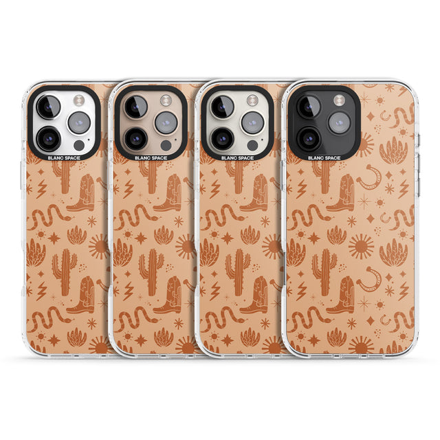 iPhone 16 Pro Max Wild West Pattern Black Impact Phone Case