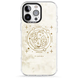 iPhone 16 Pro Max Pisces Emblem - Solid Gold Marbled Design Black Impact Phone Case