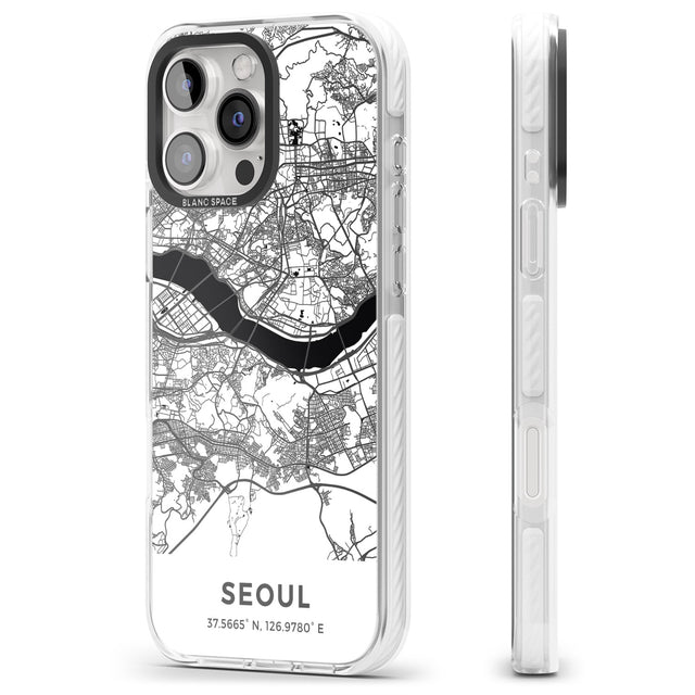 iPhone 16 Pro Max Map of Seoul, South Korea Black Impact Phone Case