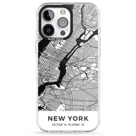 iPhone 16 Pro Max Map of New York, New York Black Impact Phone Case