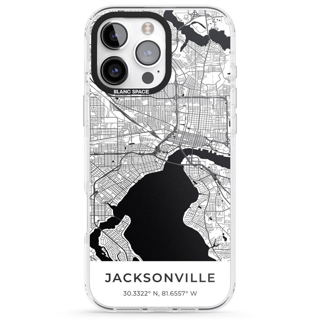 iPhone 16 Pro Max Map of Jacksonville, Florida Black Impact Phone Case