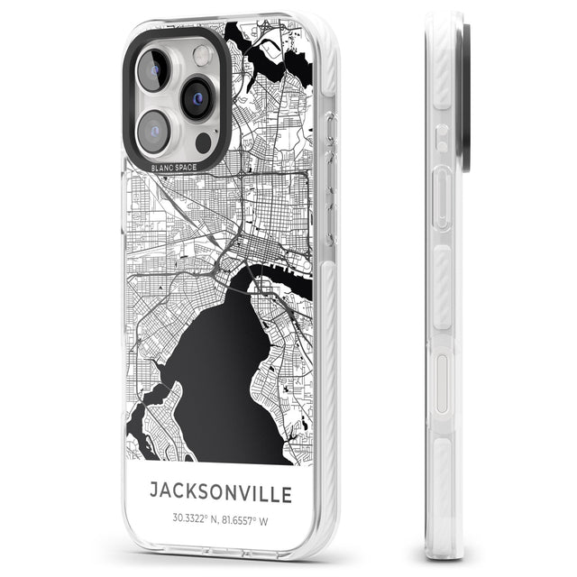 iPhone 16 Pro Max Map of Jacksonville, Florida Black Impact Phone Case