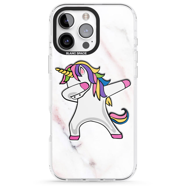 iPhone 16 Pro Max Designer Marble Unicorn Dab Black Impact Phone Case