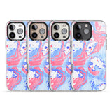 iPhone 16 Pro Max Pink, Blue & White Marbled Paper Pattern Black Impact Phone Case