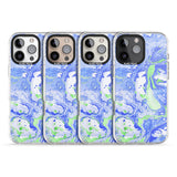 iPhone 16 Pro Max Dark Blue & Green Marbled Paper Pattern Black Impact Phone Case