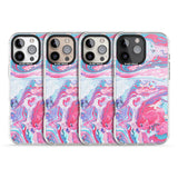 iPhone 16 Pro Max Pink, Blue & Purple Marbled Paper Pattern Black Impact Phone Case