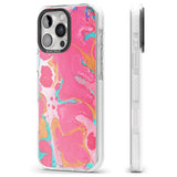 iPhone 16 Pro Max Pink, Orange & Turquoise Marbled Paper Pattern Black Impact Phone Case