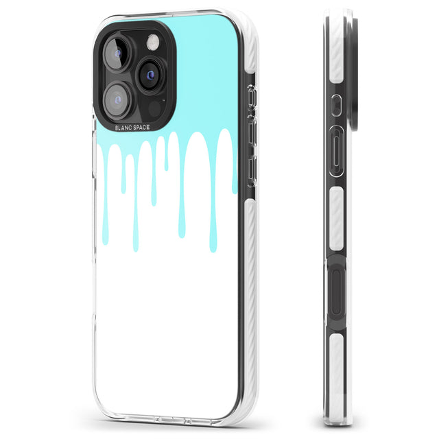 iPhone 16 Pro Max Melted Effect: Teal & White Black Impact Phone Case