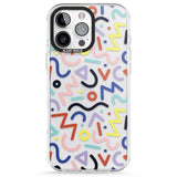 iPhone 16 Pro Max Colourful Squiggles Memphis Retro Pattern Design Black Impact Phone Case