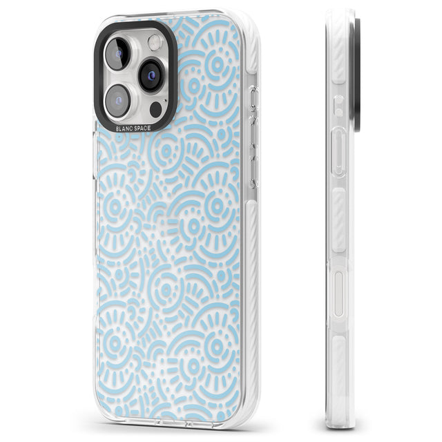 iPhone 16 Pro Max Light Blue Pattern Memphis Retro Pattern Design Black Impact Phone Case