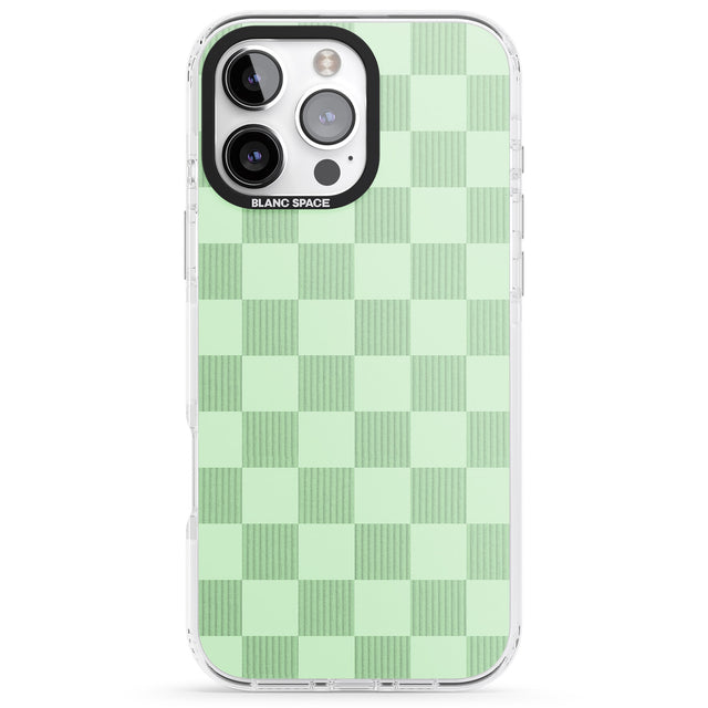 iPhone 16 Pro Max SEAFOAM CHECKERED Black Impact Phone Case + Magsafe