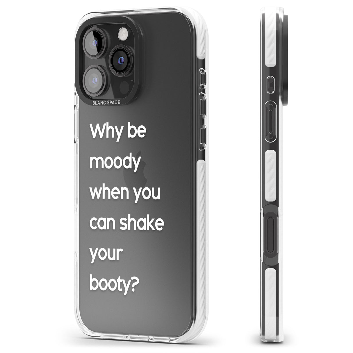 iPhone 16 Pro Max Why be moody? (White) Black Impact Phone Case