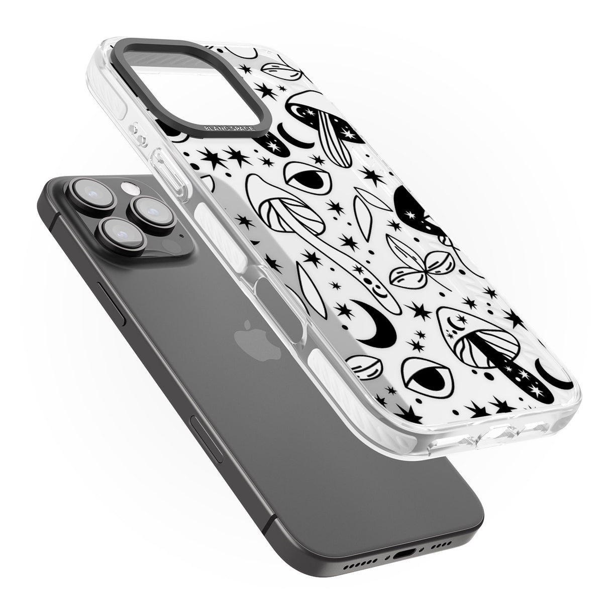 iPhone 16 Pro Max Psychedelic Mushrooms Pattern Black Impact Phone Case