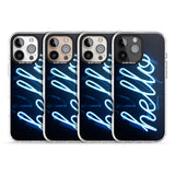 iPhone 16 Pro Max "Hello" Blue Cursive Neon Sign Black Impact Phone Case