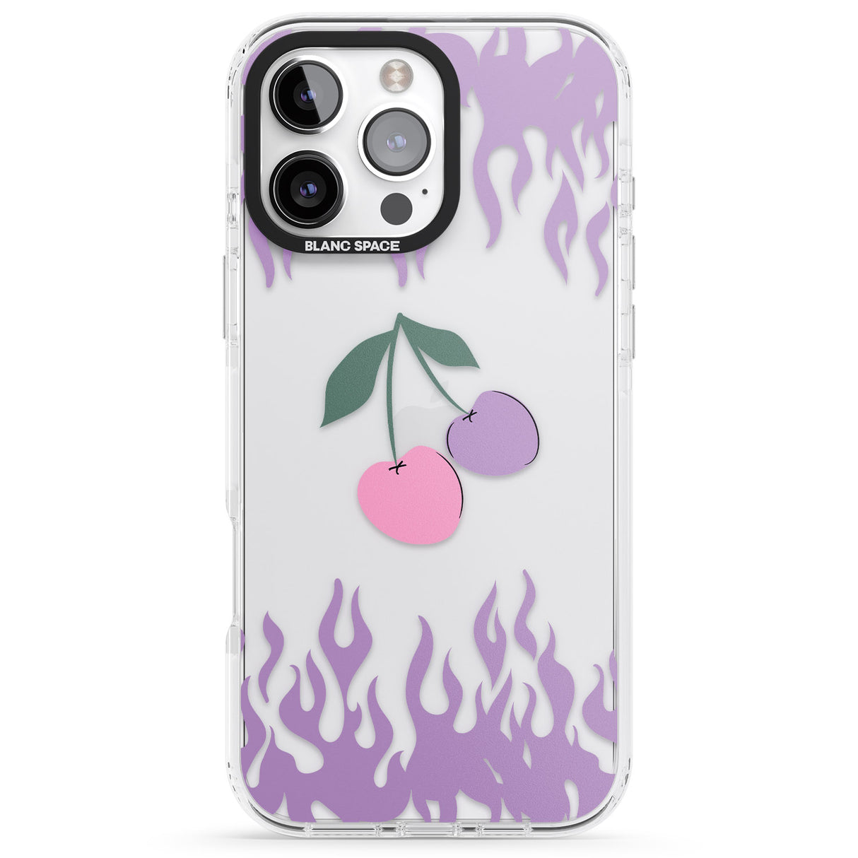 iPhone 16 Pro Max Cherries n' Flames Black Impact Phone Case