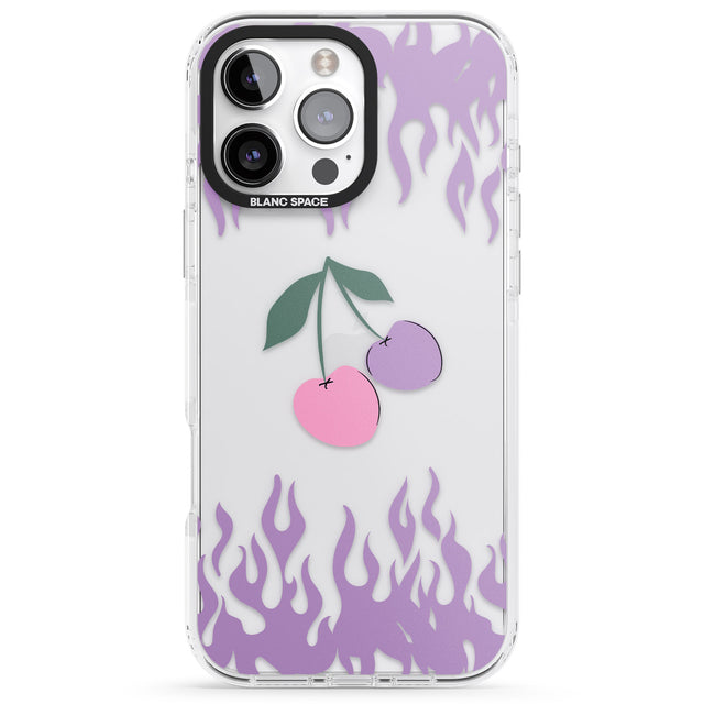 iPhone 16 Pro Max Cherries n' Flames Black Impact Phone Case