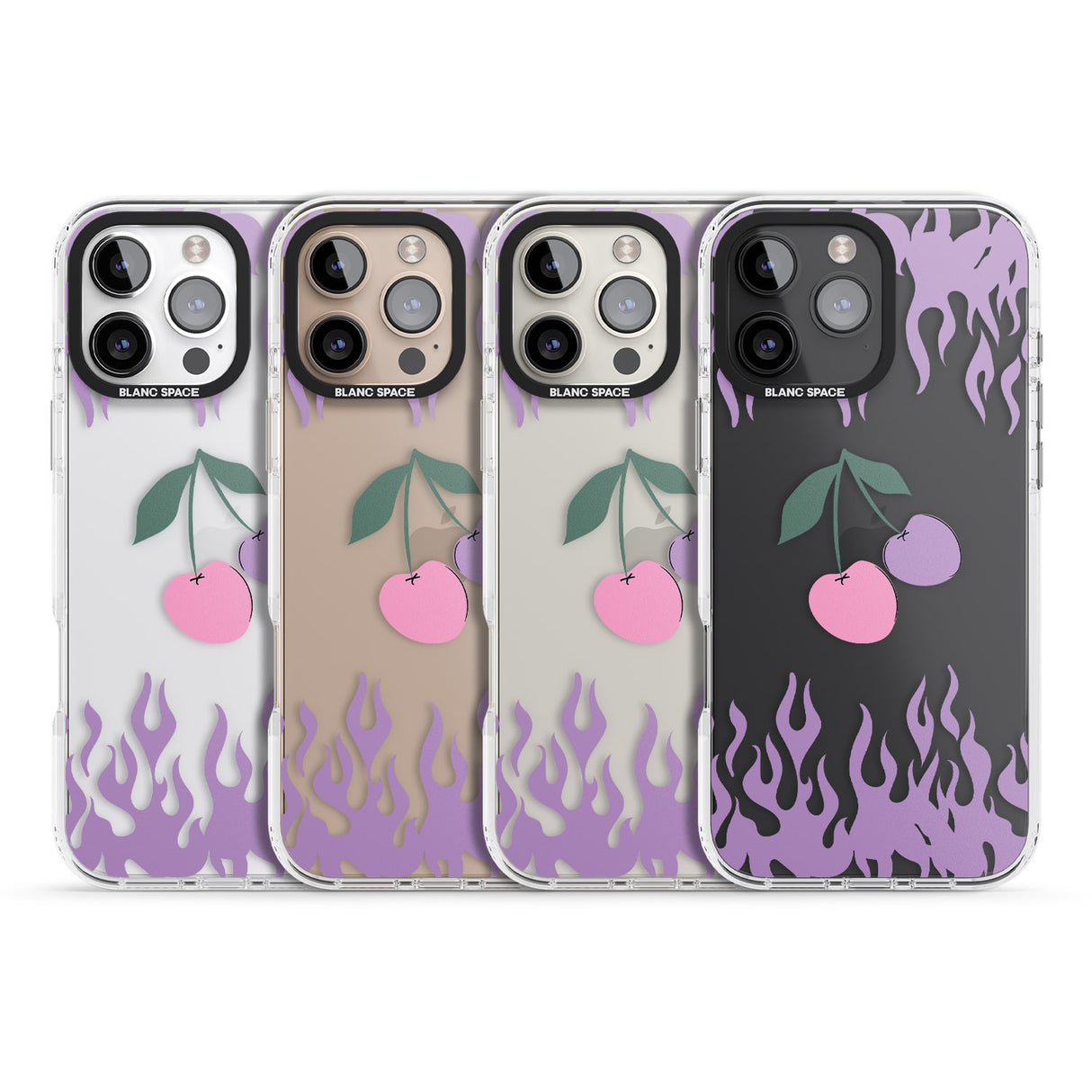 iPhone 16 Pro Max Cherries n' Flames Black Impact Phone Case